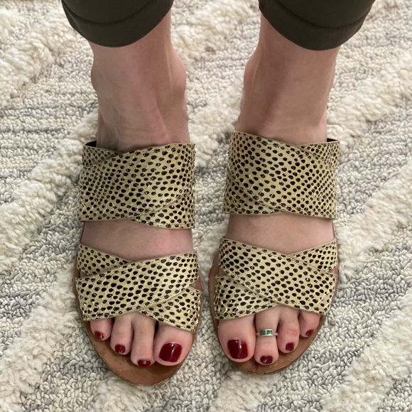 Diane Von Furstenburg Polka Dot Cross Strap Slides Black Cream Size 8.5 - Picture 11 of 11
